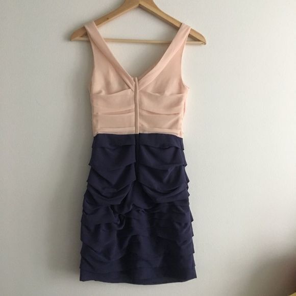 3/$15 Express Ruched Color Block Sleeveless Dress Pleated Double Cowl Ne… - Picture 5 of 5
